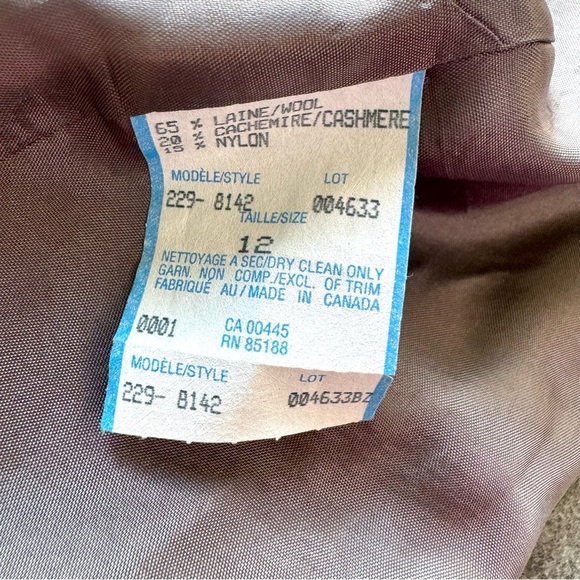 LOUBEN GREY CASHMERE AND WOOL JACKET MADE IN CANADA WOMAN SIZE 12 - Picture 14 of 17